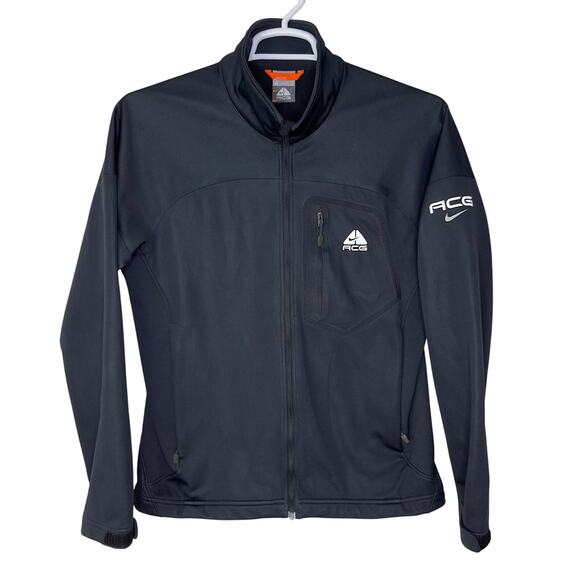 Nike ACG Men's Medium Jacket Soft Shell Black Logo Full Zip Y2K Utility 2008 GUC - Picture 1 of 9